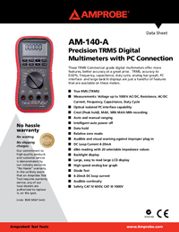 Thumbnail of document Data Sheet - AM-140-A True-RMS Precision Digital Multimeter with PC Connection
